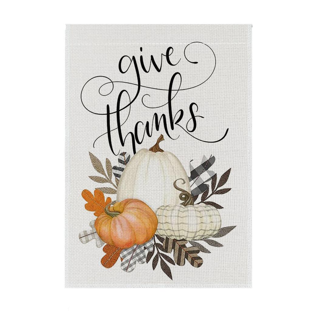 Fall Thanksgiving Garden Flag with Pumpkin and Maple Leaf Decor