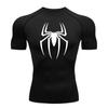 Men's Spider Print Compression Shirt, Quick Dry T-Shirt, Gym Running Jersey, Breathable Short Sleeve, Spring, Summer, S-3XL