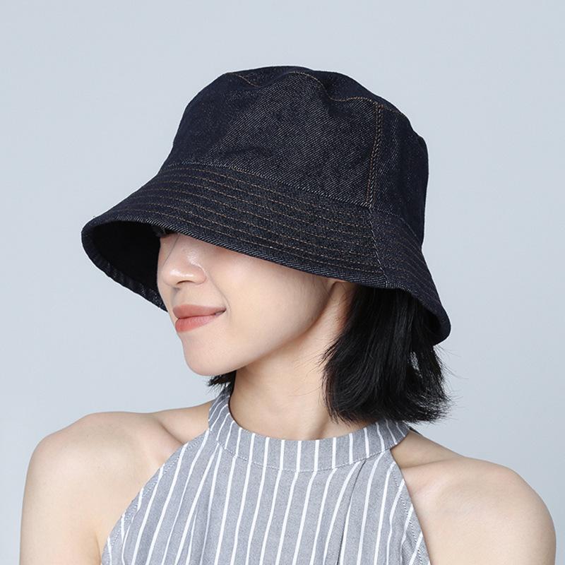 Double-sided can wear new cowboy hat bucket hat autumn and winter women's outdoor sunscreen hat big head circumference sunshade basin hat