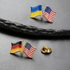 Broche Personnalisée 32*20mm Série Drapeaux Nationaux Acier Inoxydable Double Pin Drapeau Bijoux pour Voyageur Broches Double Drapeau Deux Pays