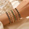 Pulsera de Flor de Cuatro Hojas de Zirconia Colorida de la Suerte para Mujer Flor de Piedra CZ Pulsera Tenis Chapada en Oro Joyería de Fragancia