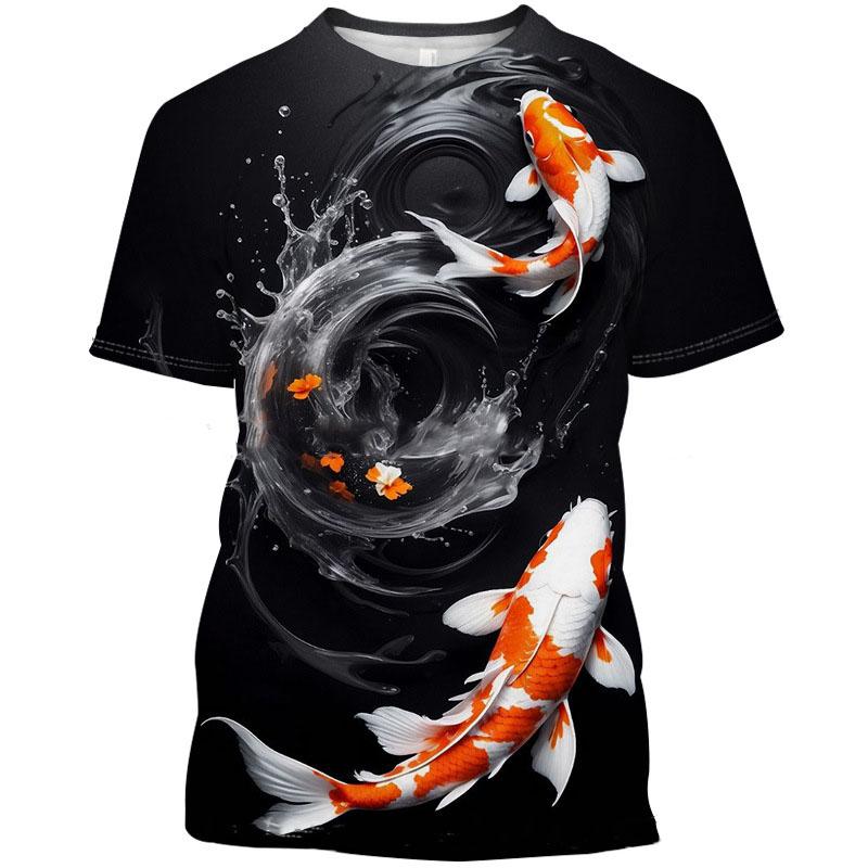 Golden Fish Koi 3D Print T-Shirts Men Women Fashion Hip Hop Short Sleeve T Shirt Oversized