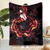 Gothic Anime Girl Pattern Flannel Printed Blanket Suitable for All Seasons Suitable for Living Room Office Sofa and Travel