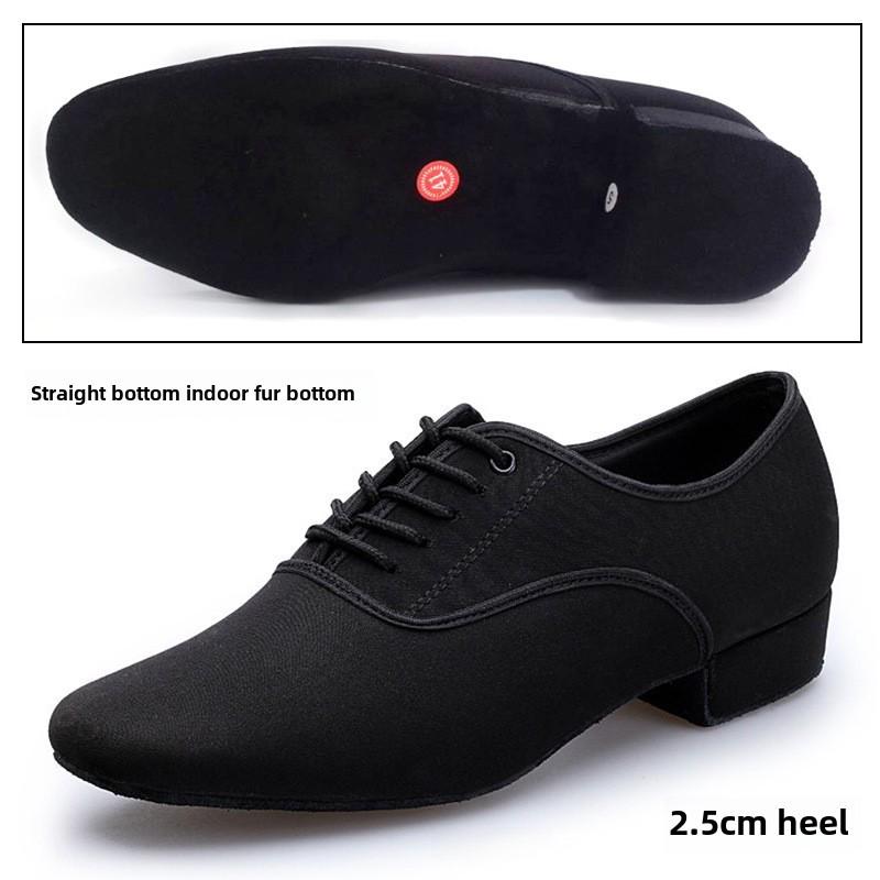Men's Modern Ballroom and Square Dance Shoes with Outdoor Rubber Soles and Indoor Cowhide Soles, Made of Oxford Cloth
