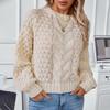 Feminino Outono Inverno Solto Gola Redonda Vintage Malhas Novo Oco-out Pulôver Suéteres Casuais