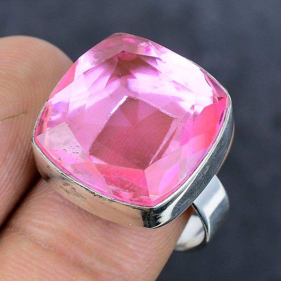 Pink Kunzite Gemstone Handmade 925 Sterling Silver Jewelry Ring Size 10 P2g63