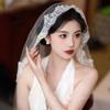 Elegant Lace Flower Bridal Veil Soft Tulle Long Wedding Veils Single-layer White Bride Head Gauze Wedding Accessories