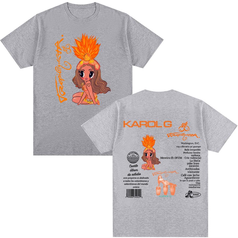 Karol G 2025 Nytt Album Tropicoqueta T-shirt Unisex Damkläder Mode Hip Hop Harajuku T-shirts Vardaglig Bomull Överdimensionerad T-shirt