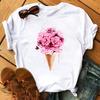 Liebliches Herz Fahrrad Schwarzes T-Shirt Mädchen Harajuku Koreanischer Stil T-Shirt Tops Kawaii Damen T-Shirt Liebe Frauen T-Shirts