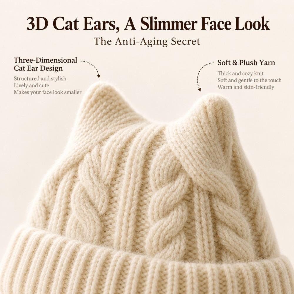 Solid Coloe Kids Cat Ears Hats Thicken Knitted Beanie Hat Comfortable Knitted Hats Kids