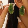 Vintage Colorful Resin Earrings Resin Irregular Geometric Earrings Maillard Style Alloy Gold-plated Ear Studs Fashion