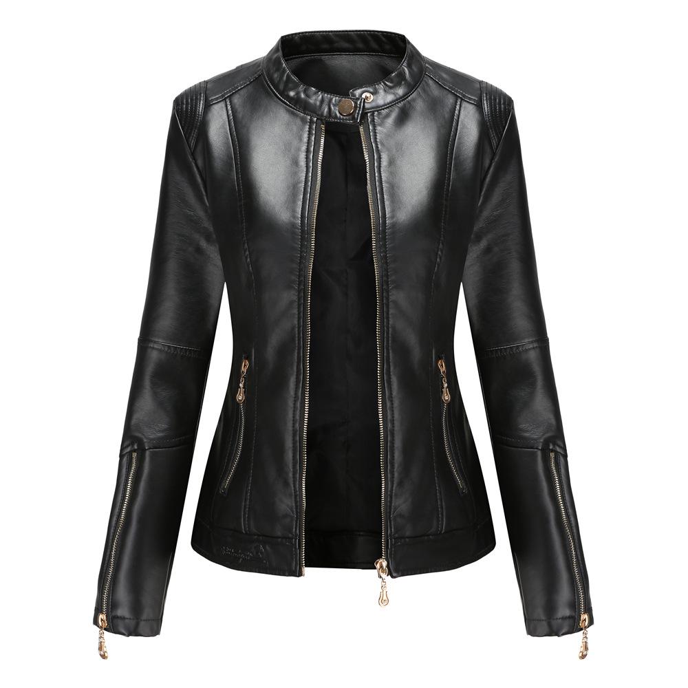 Fashionable Short Leather Jacket for Women, Suitable for Spring and Autumn.