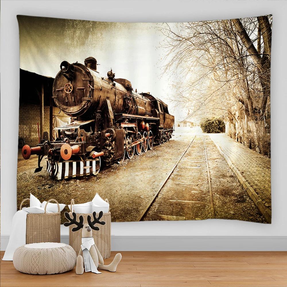 Natuur Bos Sneeuwtafereel Wandkleed Treinpatroon Esthetische Kamerdecoratie Tapijt Woonkamer Wanddecoratie Huis Studentenkamer Slaapkamer Decor