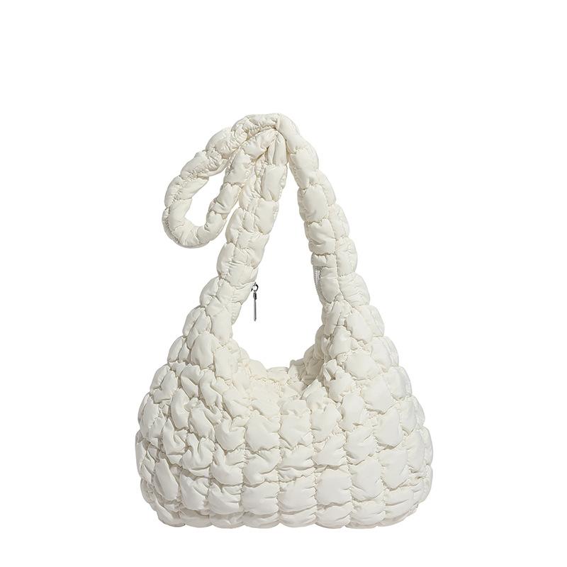 Wolkvormige Tas met Geplooide Zijkanten voor het Dragen van Casual Dumplings, Enkelbandige Crossbody Tas, Dames Tote Bag
