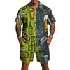 Men's Casual Short Sleeve Shirt and Shorts Set Beer Festival Print Button Down Shirt Lightweight Summer Outfit Relaxed Fit