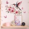 Verse Aquarel Kolibrie Vlinder Perzikbloesem Tak Muurstickers, Zelfklevende Decoratie voor Slaapkamer Badkamer Decoratie