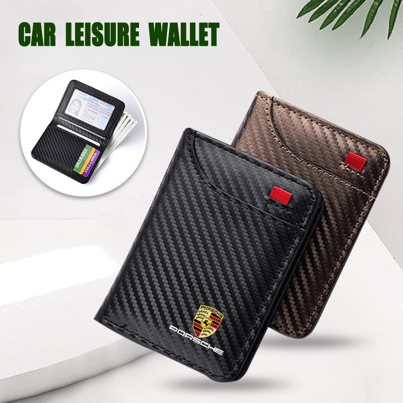 Portafoglio Portadocumenti ID Passaporto Portacarte in Fibra di Carbonio per Porsche 911 Cayenne 918 Pajun 718 Panamera Macan Accessori