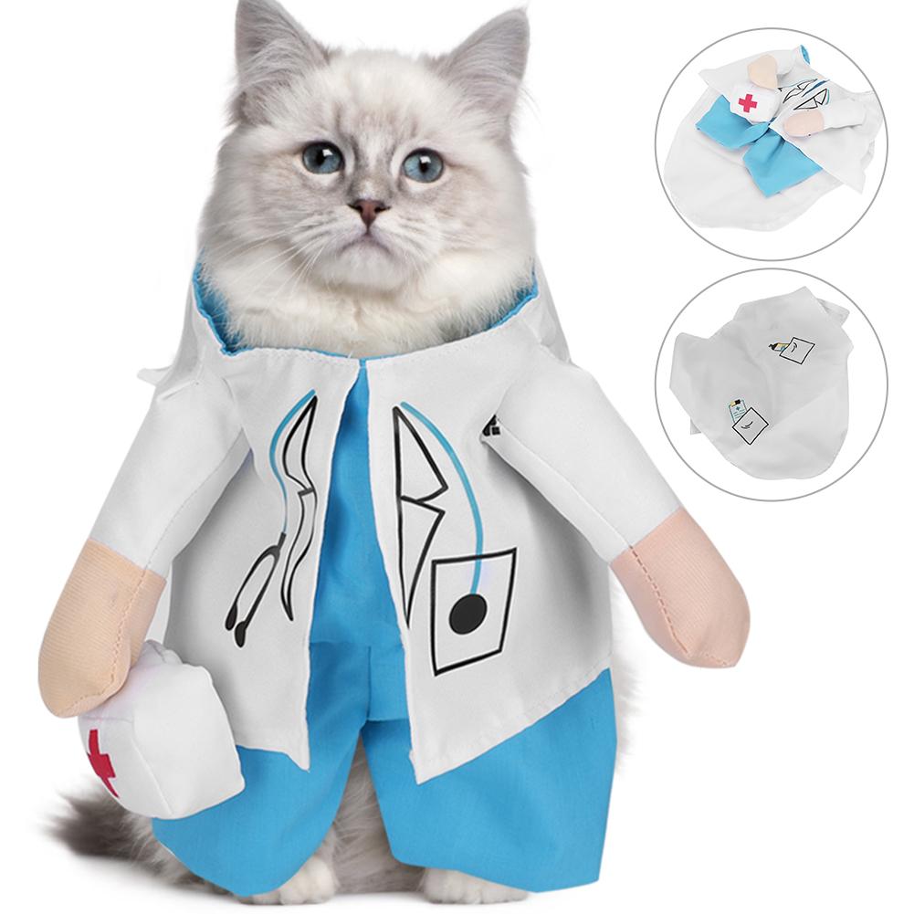 Mini Cute Funny Cat Clothes Doctor Suit Dressing Up Costume Clothing Pet Supplies(White Type 4)