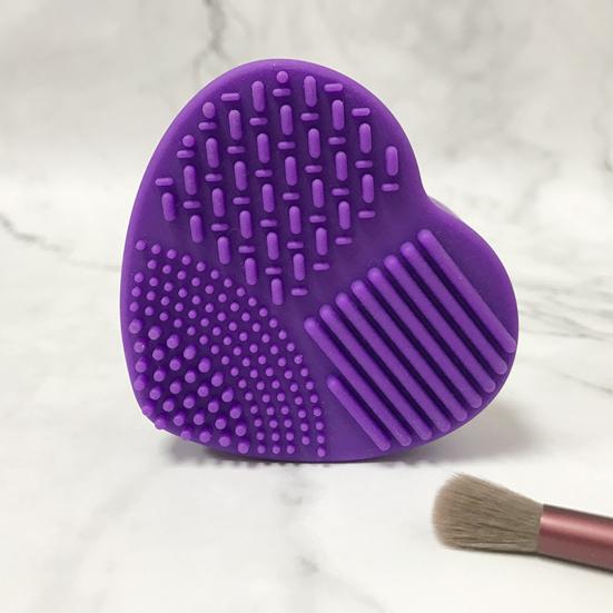 Silicone Sponge Makeup Brush Cleaner Portable Travel Heart Shape Foundation Brush Cleaning Mat Double Sided Cosmetic Brush Washing Pad
