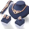 4 Pcs/sets Crystal Necklace Earring Ring Bracelet Sets Luxury Women Wedding Engagement Jewelry Gifts KTJ