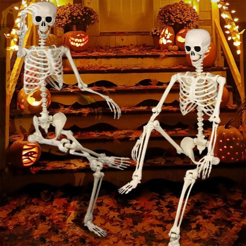 Accessoires d'Halloween Os Humain Réaliste Corps Entier Articulations Flexibles Plastique Portable Décoration Intérieur Extérieur