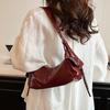 Zachte leren tas voor dames retro textuur rood monochroom veelzijdig schouder shopping damestassen