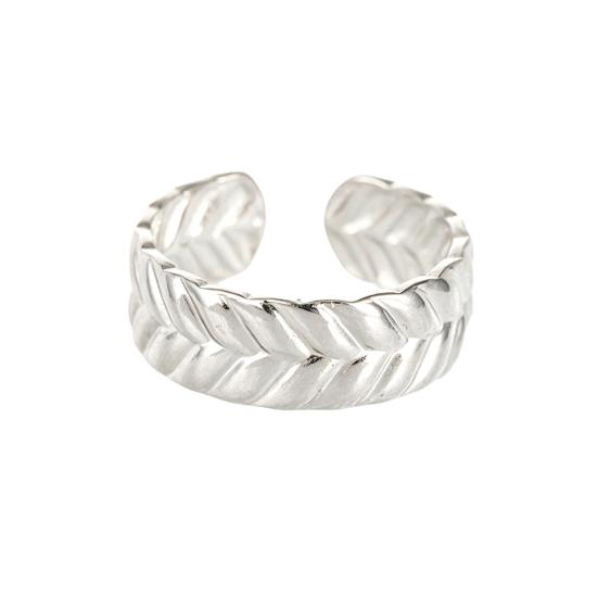 Yousheng Thumb Ring Retro Leaf Shape Adjustable Opening Design Finger Ring Anti-Oxidation Stainless Steel Finger
