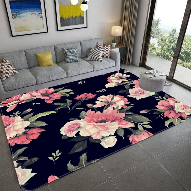 Floral Pattern Design Carpet Living Room Large Area Anti -Slip Carpet Bedroom Floor Mat Bedside Flower Mat Home Decor Accessories