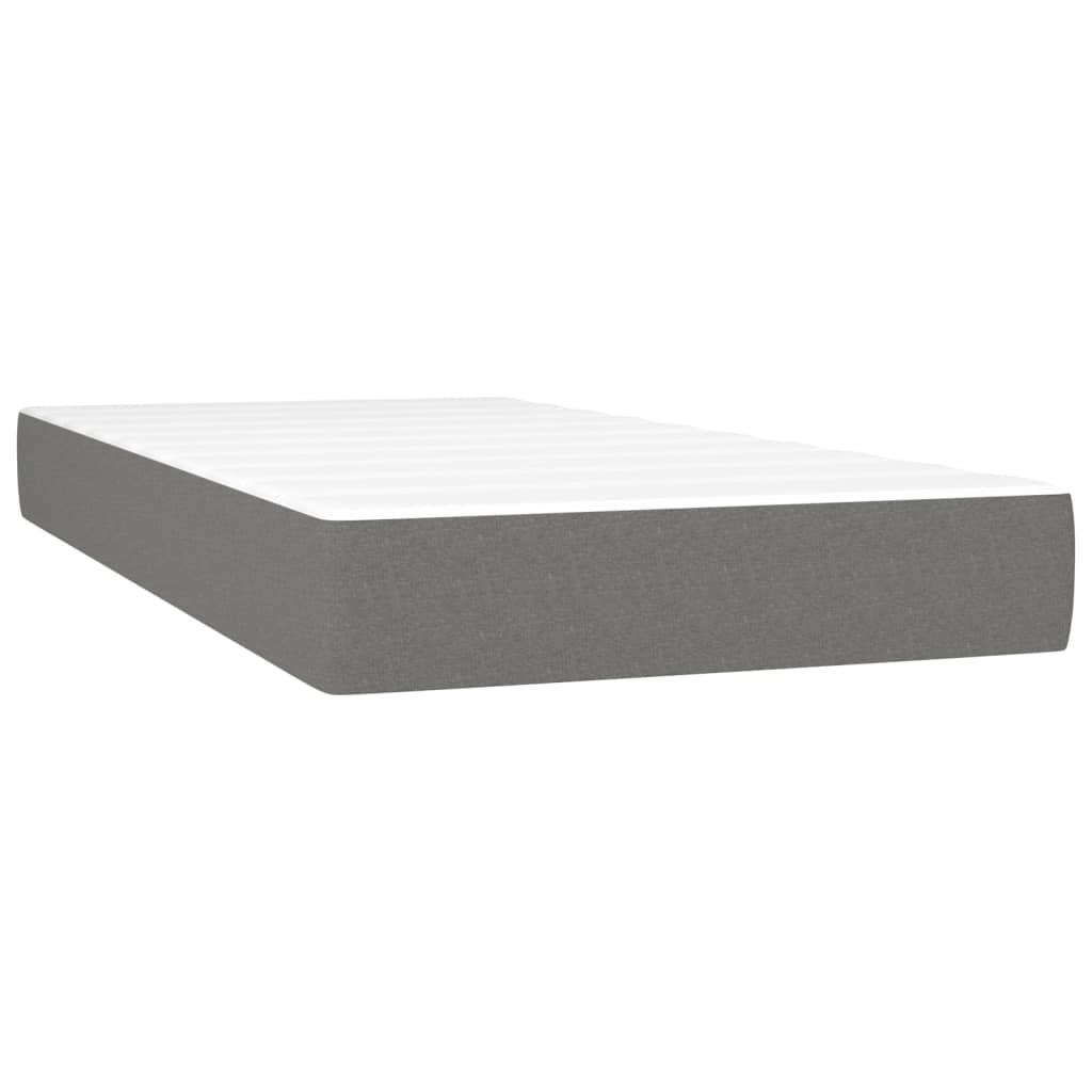 Box Spring Bed with Mattress Dark Gray 90 X 190 Cm Fabric