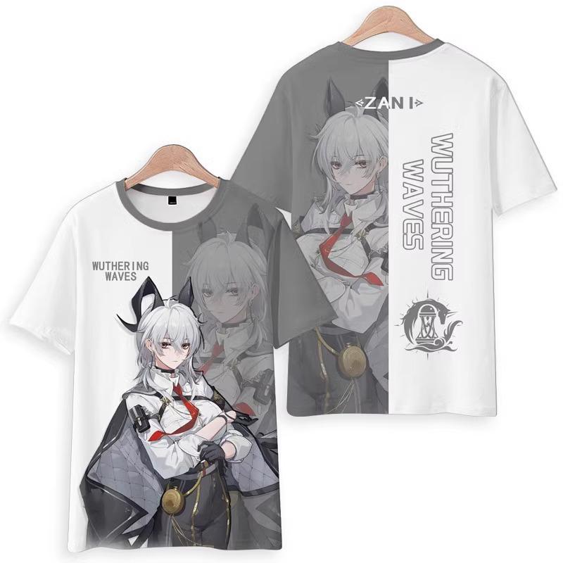 Camisetas de Impresión 3D Wuthering Waves Cartethyia Verano Hombres Mujeres Manga Corta Cuello Redondo Camiseta Top Harajuku Y2k Anime Cosplay Disfraz