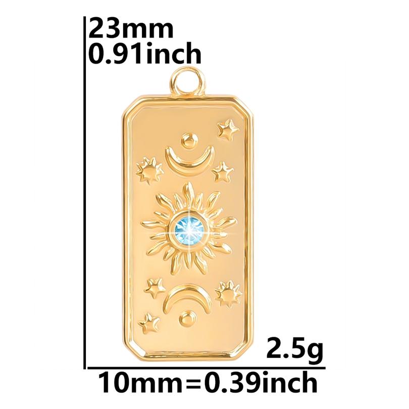 6pcs Real Gold Plated Sun Charms For Jewelry Making Supplies Stainless Steel Charm Pendants Heart Moon Thread Sunshine Material