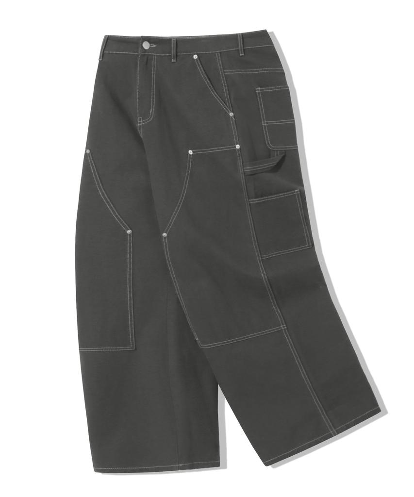 TRILLION Double Knee Carpenter Wide Cotton Pants_3Color