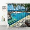Swimming Pool Pattern Shower Curtain Exotic Ocean Bathroom Curtains Polyester Bathtub Screens Home Decoration with Hook