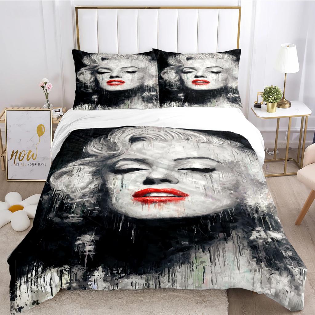 Marilyn Monroe Bettwäsche-Set Weiches Bettwäsche-Set mit Kissenbezügen für Teenager Einzel Doppel Queen King Size