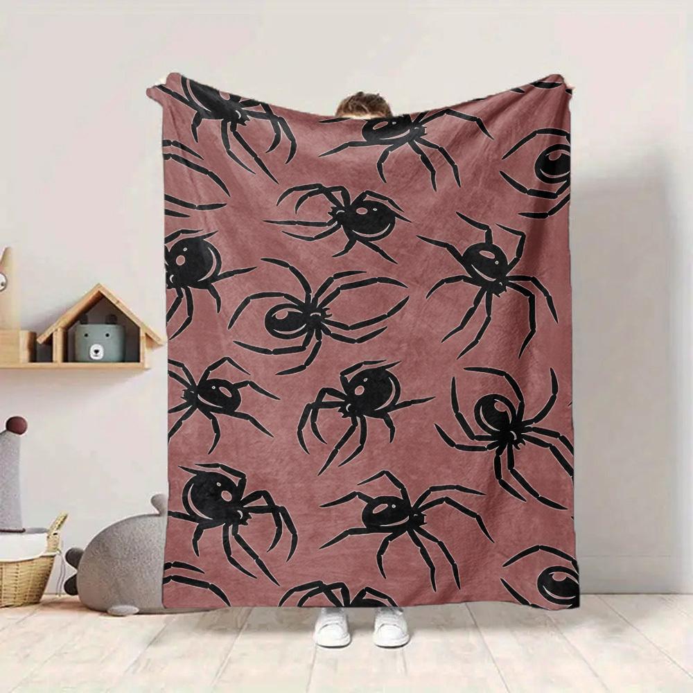 1pc Spider Print Blanket Warm, Cozy, And Soft, Suitable for Sofas, Beds, Cars, And Office Use.Perfect for Camping And Travel, Making It a Great Gift F