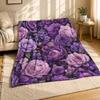 Purple Rose Peony Floral Coral Fleece Blanket
