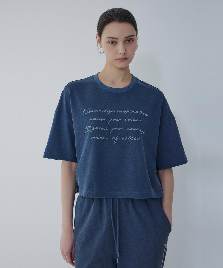 Bobeu Lettering Pigment T-Shirt_Navy 7156240009