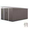 Abrigo de Jardim de Metal Telhado Inclinado Trancável Porta Dupla 2,8 x 3,45 x 2,01m Cinza