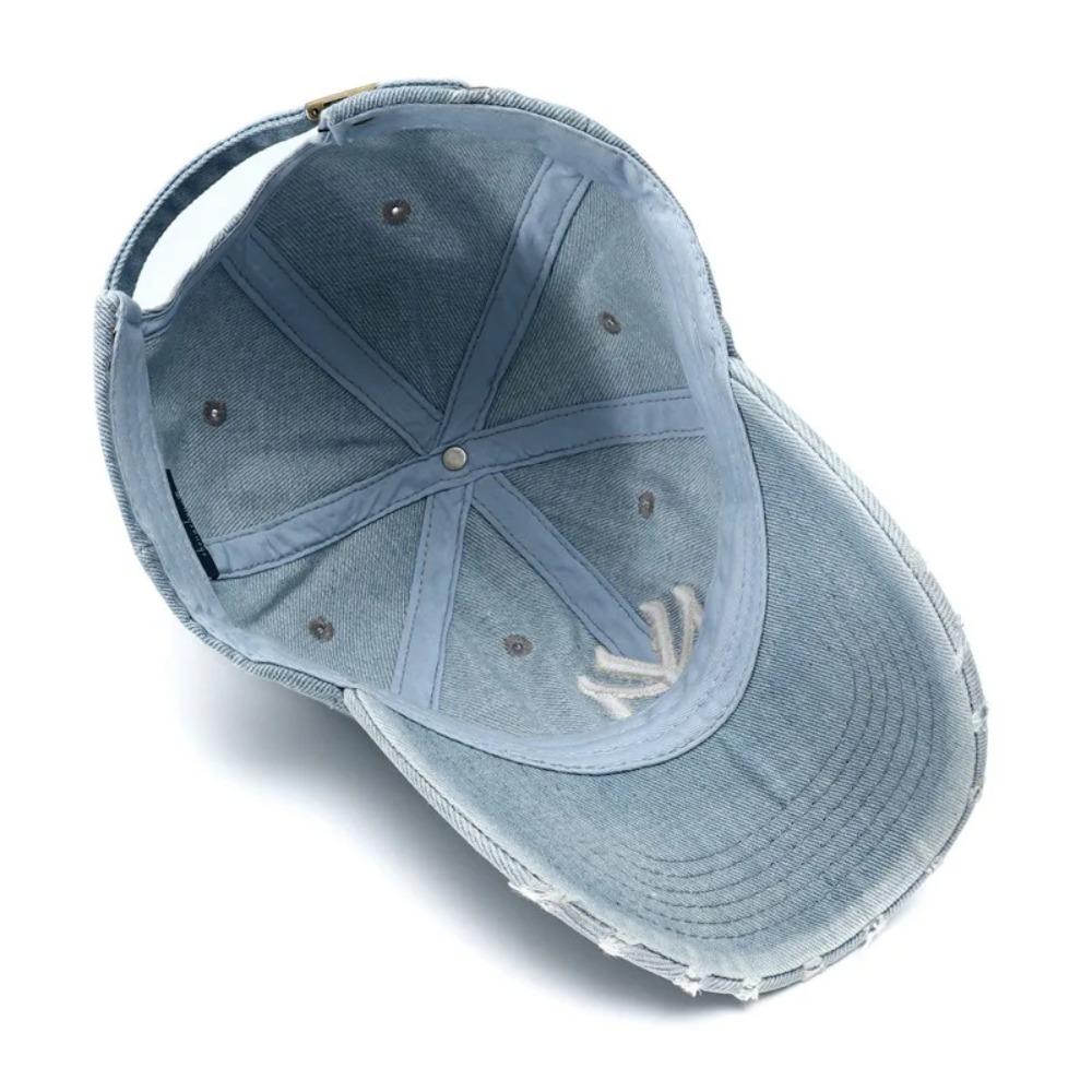 Neue Denim-Stoff Gewaschener Denim Baseballkappe Nicht Verblassend Waschbar Cowboy Baseballkappe Weich Atmungsaktiv Weiches Oberteil Sonnenschutzmütze