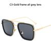 Square Men Edith Sunglasses Vintage Tony Stark Silver Metal Frame Blue Lens Glasses Fashion Women Steampunk Eyewear