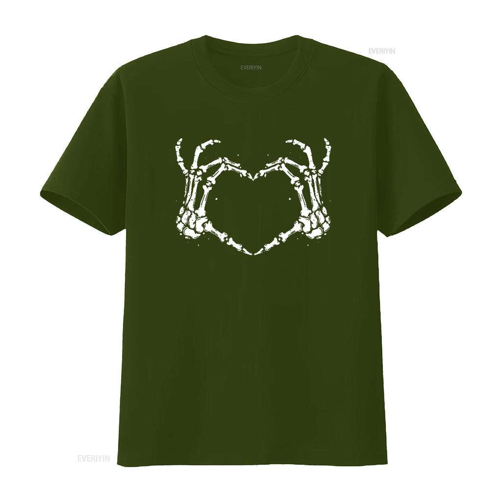 Womens T Shirt Skeleton Hands Love Heart Sign Bones Costume Funny Halloween Casual Tops Black X Large vintage Washed Stretched