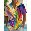 Chemise à Manches Courtes pour Homme à Imprimé Géométrique 3D Chemise Boutonnée Chemise Décontractée Chemise d'Été Vêtements Quotidiens de Vacances