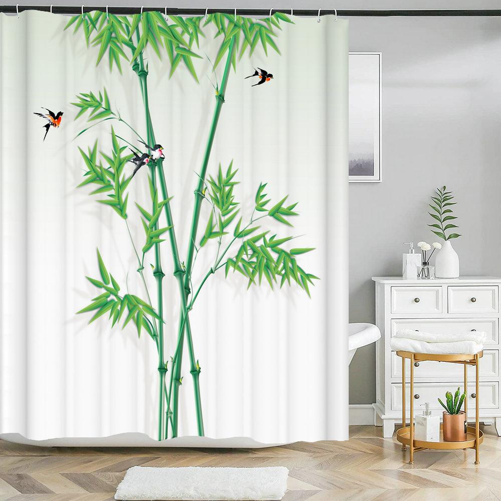 Schöne Blumen Duschvorhänge Floral Bedruckter 3D Vorhang Für Badezimmer Polyesterstoff Wasserdichter Badezimmer Vorhang Mit Haken