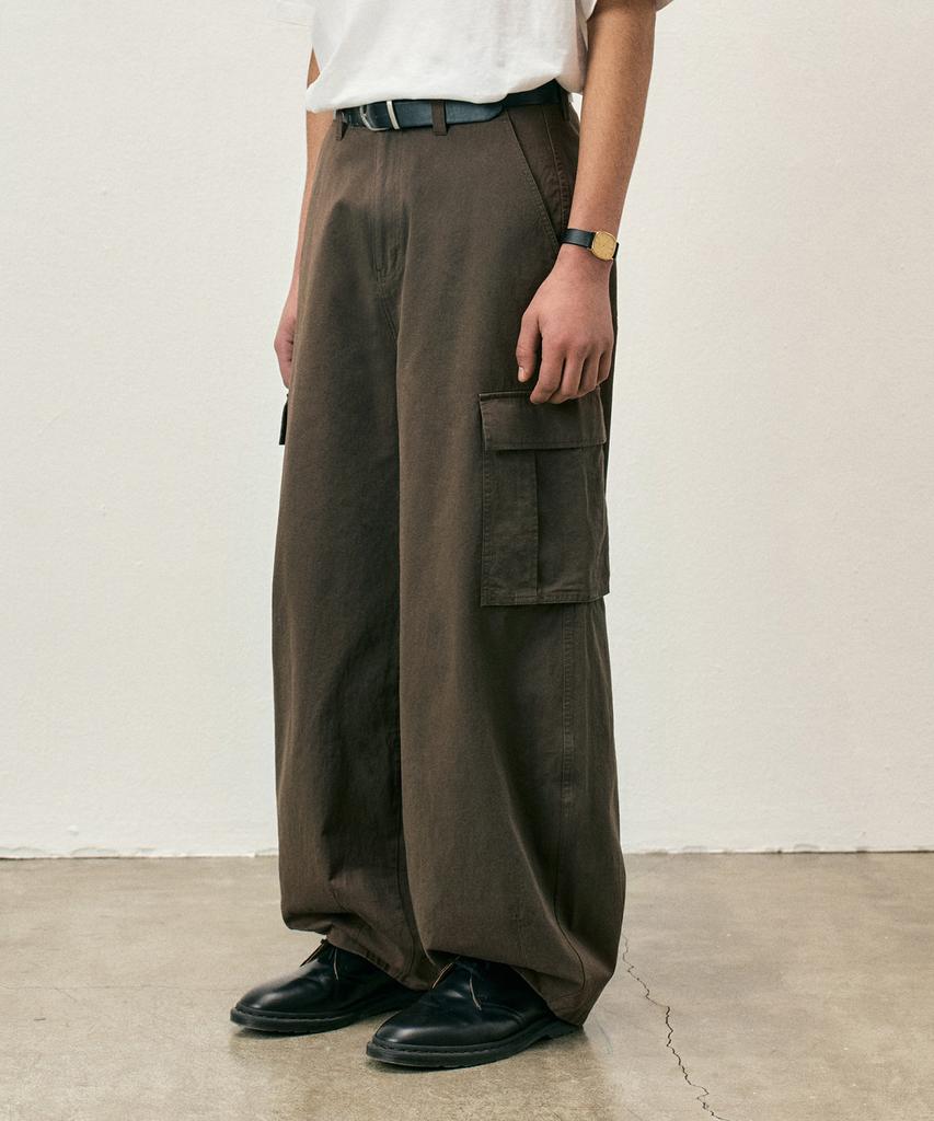 COSTUME O’CLOCK Cotton Washed Balloon Cargo Pants Beige Coospt244Beige