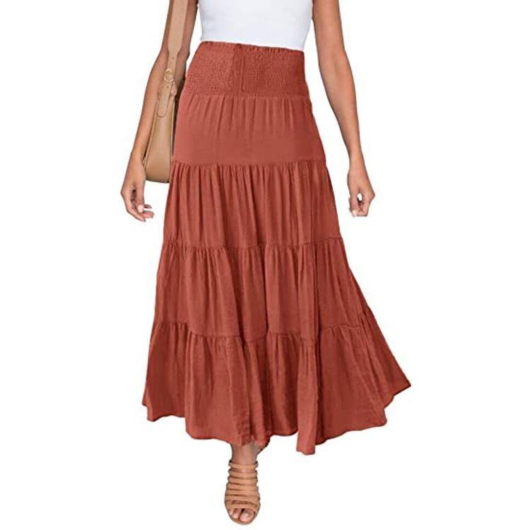 Women Bohemian High Waist Elastic A-Line Skirt Summer 2022 Fashion