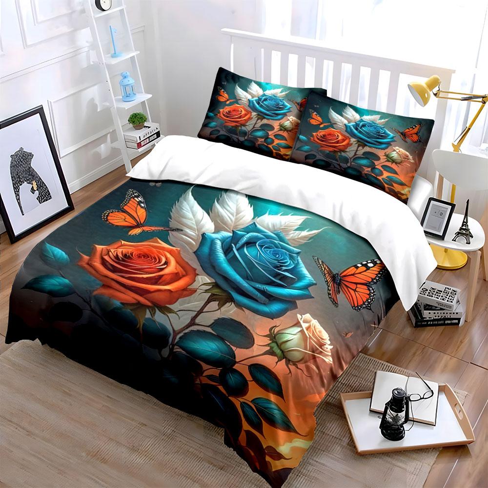 Vibrant Roses Dancing Elegantly. Bedding Sets Duvet Covers Pillowcases(1* Duvet Cover 2* Pillowcases Without Duvet Insert)
