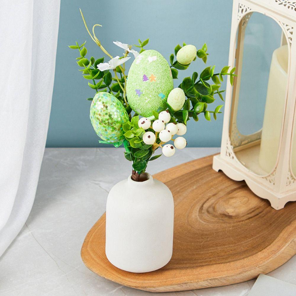 Colorful Eggs Tree Branch Foam Fake Plant Creative Easter Egg Bouquets  Festival Party