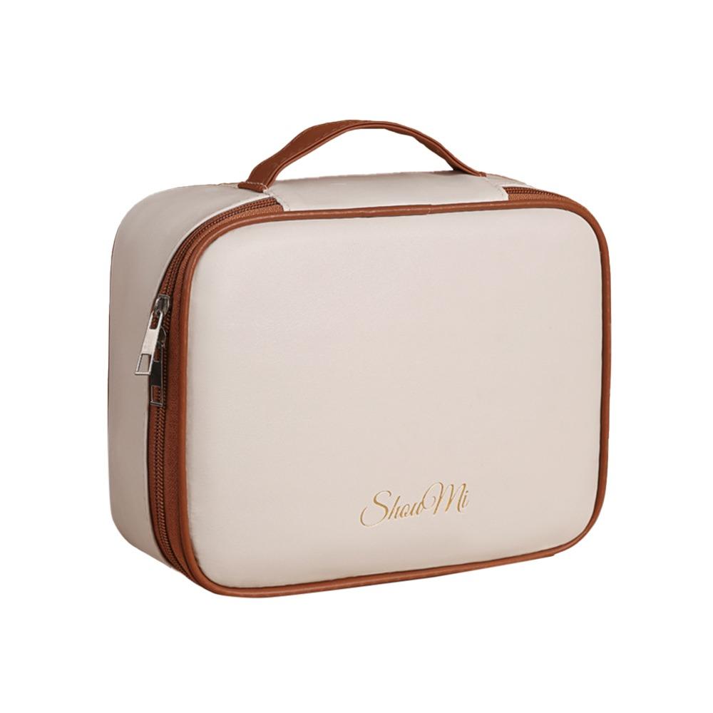 Square Detachable Makeup Bag PU Leather Waterproof Makeup Bag Storage Bag Zipper Compartmentalized Storage Cosmetic Bag