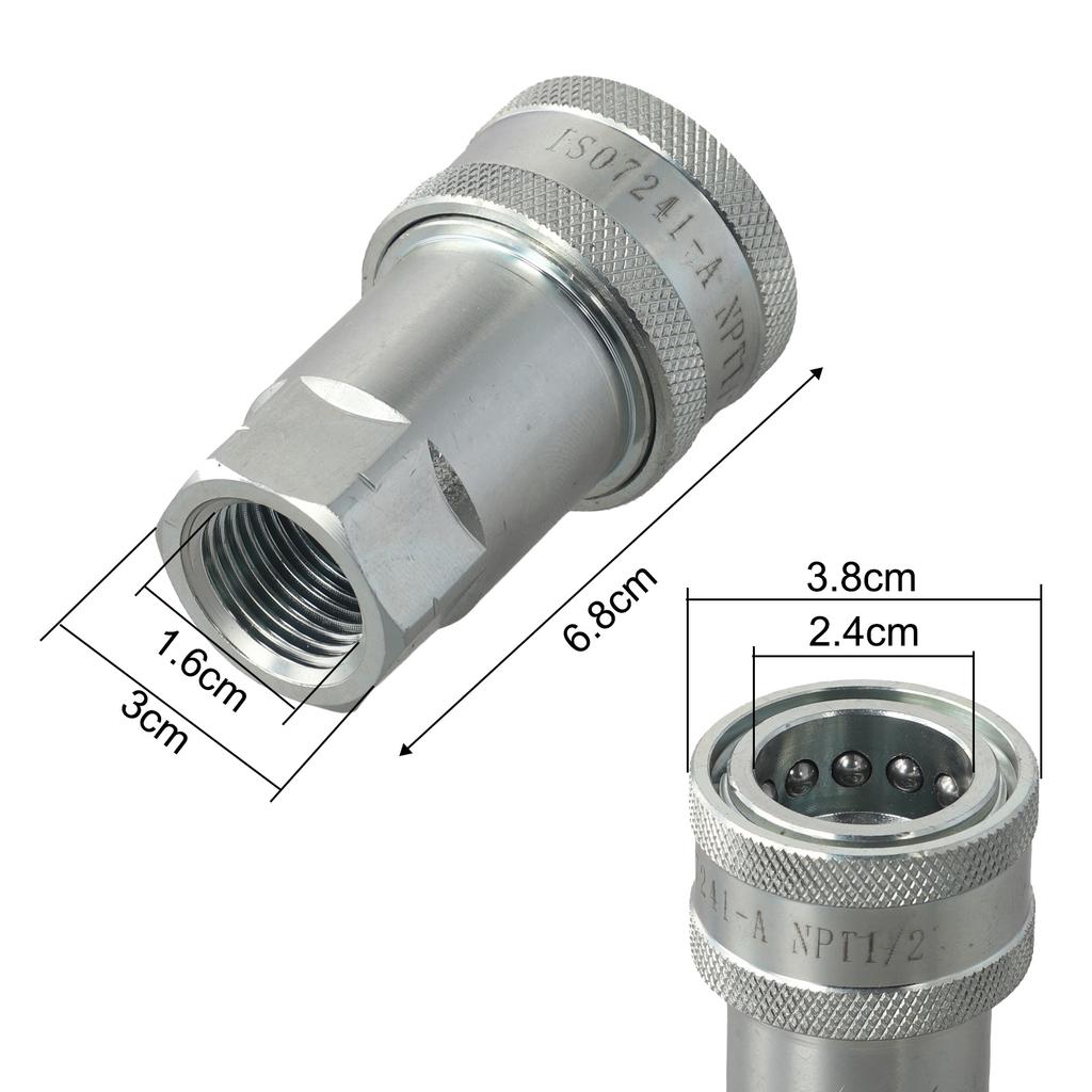 1pcs NPT1/2 High Pressure Hydraulic Oil Pipe Quick Connector For For ISO Series A Couplings Male Female Threads