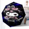 Kuromi Automatic Folding Umbrella-Simple 8-Rib Design, Bright Cartoon Pattern, Durable Iron Frame, Suitable For Travel, Outdoor, Beach-Cute